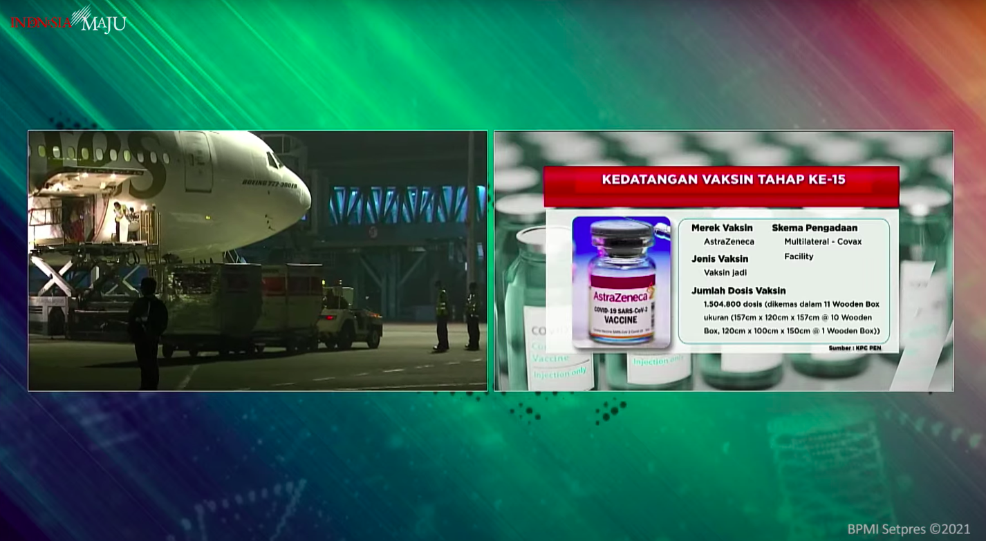 Tahap Ke-15, Indonesia Terima 1,5 Juta dosis Vaksin AstraZeneca