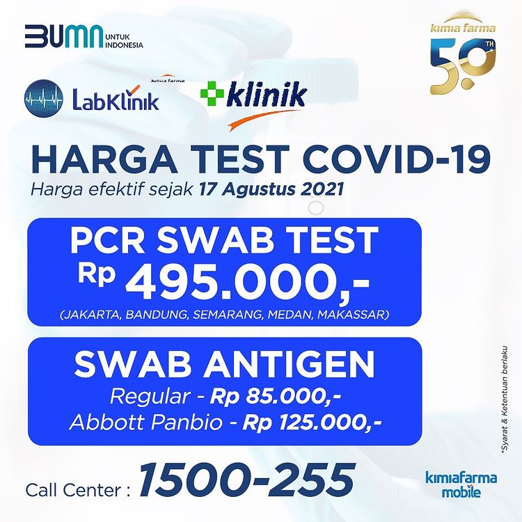 Pemerintah Turunkan Harga Tes RT-PCR Hingga 45%