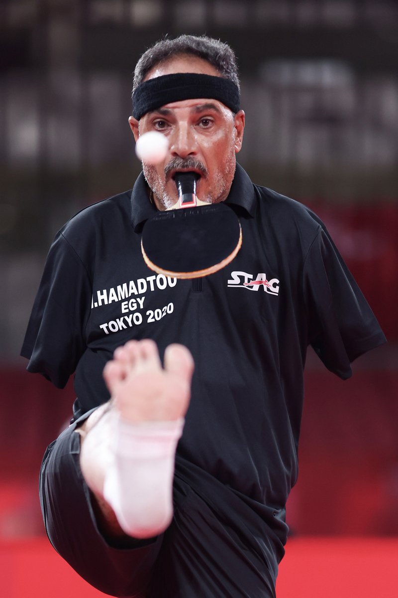 Ibrahim Hamadtou, Mengguncang Dunia Tenis Meja Lewat Mulut