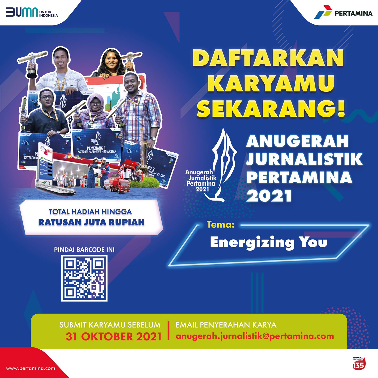 Pertamina Hadirkan Anugerah Jurnalistik Pertamina 2021 Bertema “Energizing  You”