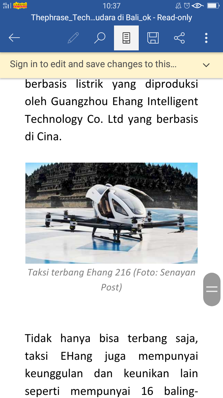 Taksi Terbang Mulai Mengudara di Bali Oktober 2021