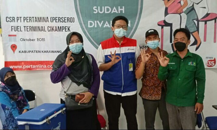 Pertamina Gelar Vaksinasi untuk Masyarakat Umum di Desa Pasirtanjung Karawang