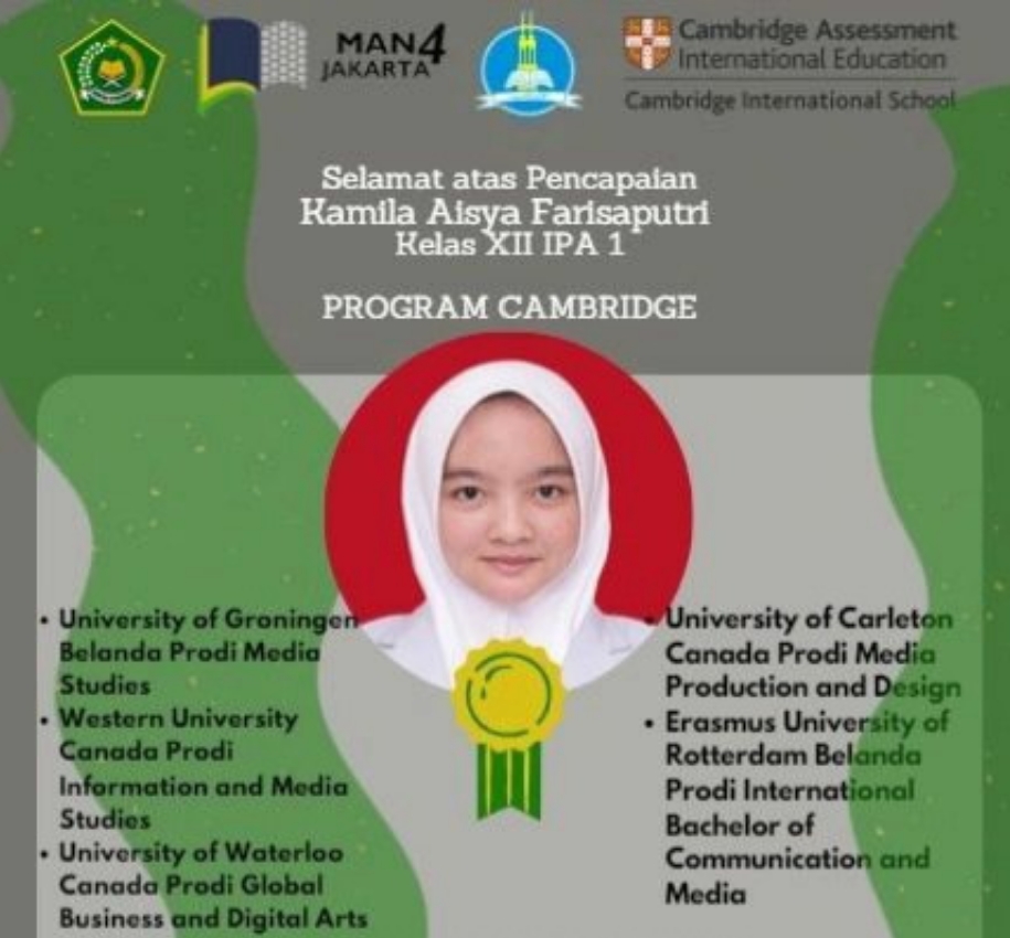 Kamila Aisya, Siswi Indonesia yang Diterima di 6 Universitas Ternama Dunia