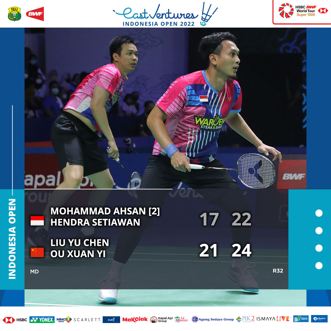 Mengejutkan, Ahsan/Hendra Tersingkir di Babak Pertama Indonesia Open 2022