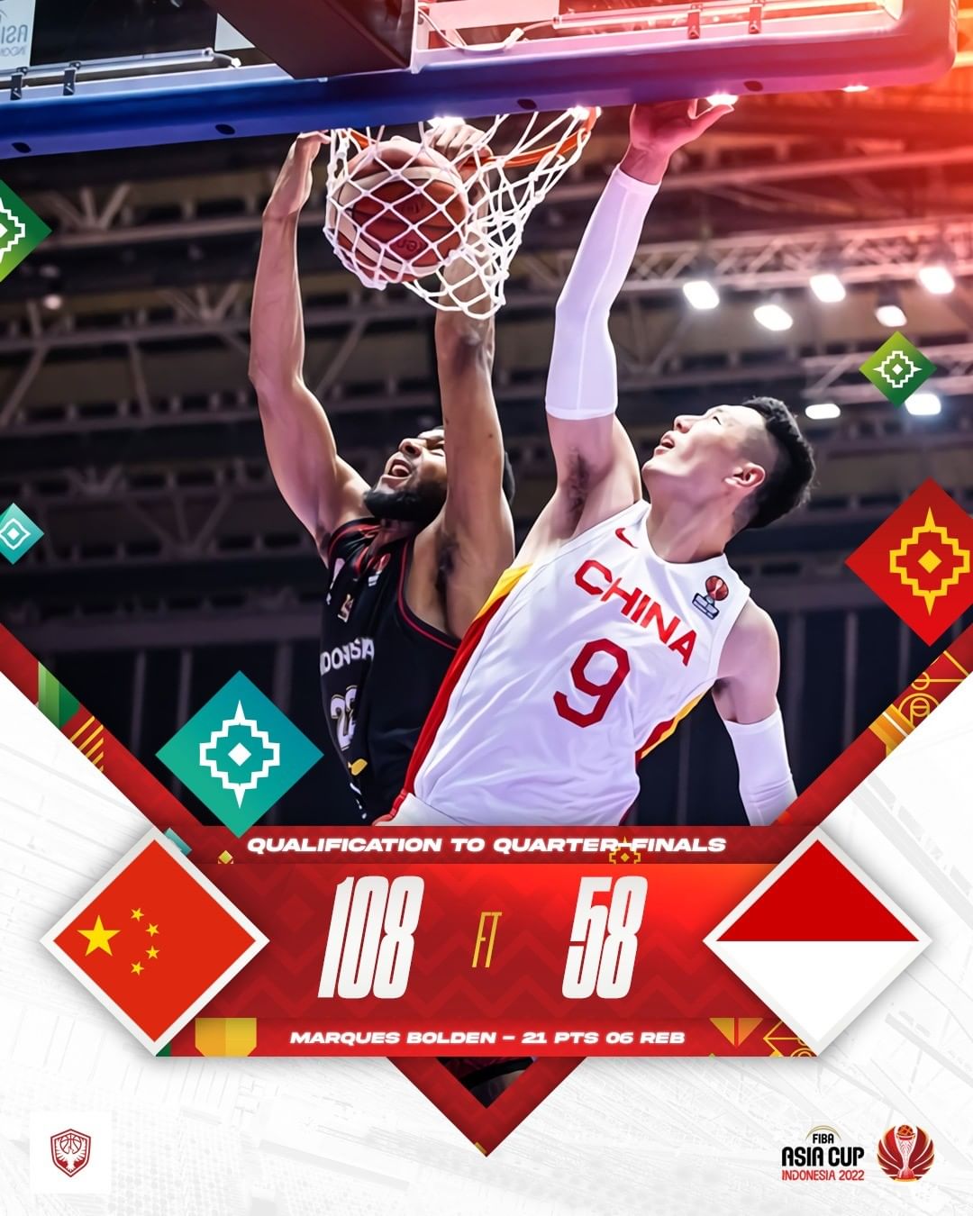 Kalah Telak dari China, Indonesia Tersingkir di FIBA Asia Cup 2022